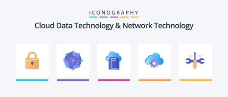 nuage Les données La technologie et réseau La technologie plat 5 icône pack comprenant nuage. équipement . partager. paramètre. l'informatique. Créatif Icônes conception vecteur