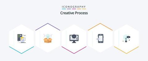 Créatif processus 25 plat icône pack comprenant idée. processus. interface. créatif. processus vecteur