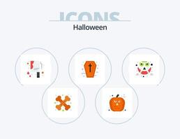 Halloween plat icône pack 5 icône conception. affronter. vacances. effrayant. Halloween. signe vecteur