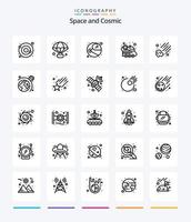 Créatif espace 25 contour icône pack tel comme météorite. vaisseau spatial. astronaute. espace auto. voiture vecteur