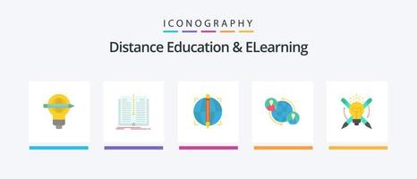 distance éducation et elearning plat 5 icône pack comprenant mondial. utilisateur. livre. Connexions. succès. Créatif Icônes conception vecteur