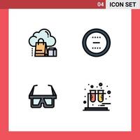 Stock vecteur icône pack de 4 ligne panneaux et symboles pour nuage moins sac cercle lunettes modifiable vecteur conception éléments