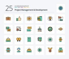 projet la gestion et développement 25 ligne rempli icône pack comprenant production. créatif. remarques. entreprise. Créatif vecteur