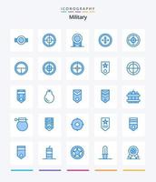 Créatif militaire 25 bleu icône pack tel comme militaire. cible. prime. soldat. badge vecteur