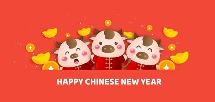 nouvel an chinois 2021 année du bœuf bannière vecteur