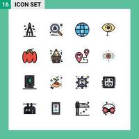 16 Créatif Icônes moderne panneaux et symboles de poivre cloche globe marque œil modifiable Créatif vecteur conception éléments