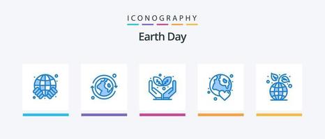 Terre journée bleu 5 icône pack comprenant environnement. Terre journée. protéger. journée. monde. Créatif Icônes conception vecteur