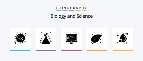 la biologie glyphe 5 icône pack comprenant sang. plante. bureau. croissance. feuille. Créatif Icônes conception vecteur