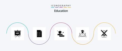 éducation glyphe 5 icône pack comprenant . crayon. éducation. stylo. discours vecteur