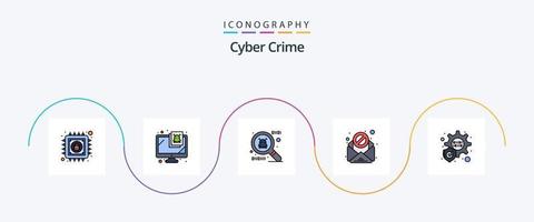 cyber la criminalité ligne rempli plat 5 icône pack comprenant . espion vaisselle. virus vecteur