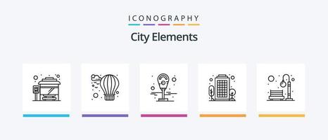 ville éléments ligne 5 icône pack comprenant commercialisation. publicité. électricité. parking. machine. Créatif Icônes conception vecteur