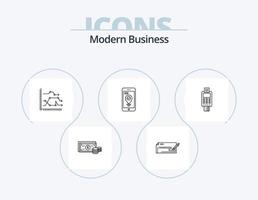 moderne affaires ligne icône pack 5 icône conception. sûr. graphique. entreprise. diagramme. affaires vecteur