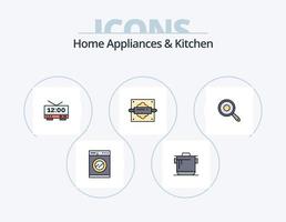 Accueil appareils électroménagers et cuisine ligne rempli icône pack 5 icône conception. four. gants. cuisine. manique. cuisine vecteur