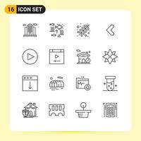 ensemble de 16 moderne ui Icônes symboles panneaux pour app La Flèche Feu la gauche retour modifiable vecteur conception éléments