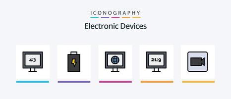 dispositifs ligne rempli 5 icône pack comprenant . dispositifs. électrique. Créatif Icônes conception vecteur