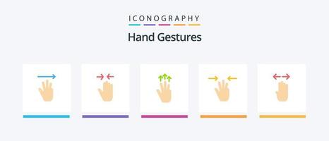 main gestes plat 5 icône pack comprenant Trois des doigts. main. Zoom dans. gestes. Trois doigt. Créatif Icônes conception vecteur