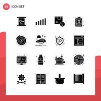 16 utilisateur interface solide glyphe pack de moderne panneaux et symboles de diagramme équilibre livraison Nouveau année invitation modifiable vecteur conception éléments
