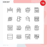 16 universel grandes lignes ensemble pour la toile et mobile applications commutateur Puissance art Dakota du Sud Matériel modifiable vecteur conception éléments