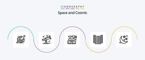 espace ligne 5 icône pack comprenant . espace. planétarium. planète. les serveurs vecteur