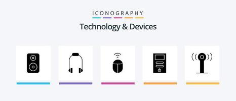 dispositifs glyphe 5 icône pack comprenant . signal. Wifi. service. pc. Créatif Icônes conception vecteur