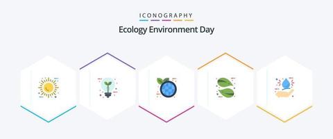 écologie 25 plat icône pack comprenant bio. la nature. feuille. feuille. monde éco vecteur