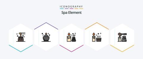 spa élément 25 ligne remplie icône pack comprenant spa. massages. spa. bien-être. Naturel vecteur
