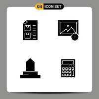 Stock vecteur icône pack de 4 ligne panneaux et symboles pour vérifier historique bâtiment liste image mosquée modifiable vecteur conception éléments
