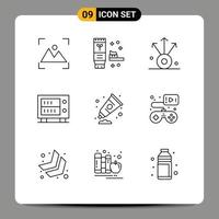 Stock vecteur icône pack de 9 ligne panneaux et symboles pour peindre art lien crème argent modifiable vecteur conception éléments