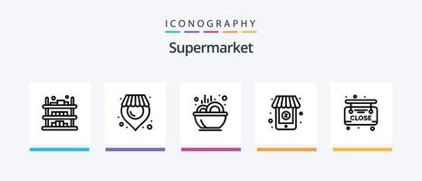 supermarché ligne 5 icône pack comprenant planche. finance. abeille. débit. crédit. Créatif Icônes conception vecteur