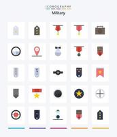 Créatif militaire 25 plat icône pack tel comme armée. nucléaire. étiqueter. plaine. insigne vecteur