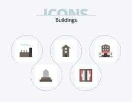 bâtiments plat icône pack 5 icône conception. magasins. maison. maison. bâtiments. industriel plante vecteur