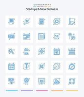 Créatif startups et Nouveau affaires 25 bleu icône pack tel comme grandir. graphique. calculatrice. drapeau. équipement vecteur