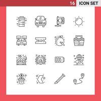Stock vecteur icône pack de 16 ligne panneaux et symboles pour réseau Lan la finance zone Hélios modifiable vecteur conception éléments