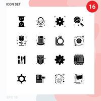 16 utilisateur interface solide glyphe pack de moderne panneaux et symboles de la magie l'amour clé Rose texte modifiable vecteur conception éléments