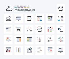 programmation et codage 25 plat Couleur icône pack comprenant développer. application. développement. développement. codage vecteur