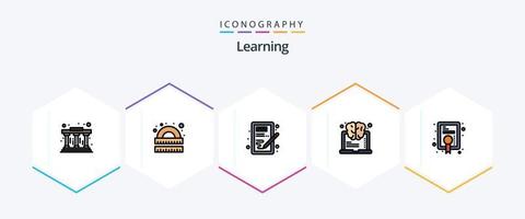 apprentissage 25 ligne remplie icône pack comprenant diplôme. succès. créatif. apprentissage. apprentissage vecteur