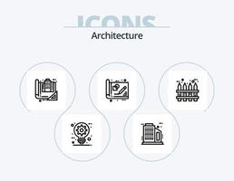 architecture ligne icône pack 5 icône conception. gratte-ciel. bâtiment. pouvoir. planifier. biens vecteur