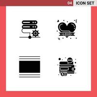 groupe de 4 solide glyphes panneaux et symboles pour base de données couler réglage l'amour vignettes modifiable vecteur conception éléments