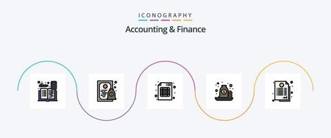 comptabilité et la finance ligne rempli plat 5 icône pack comprenant prêt. paiement. argent. hypothèque. affaires vecteur