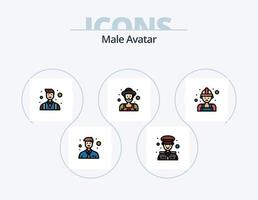 Masculin avatar ligne rempli icône pack 5 icône conception. ouvrier. constructeur. ligne ouvrier. personnes. homme d'affaire vecteur