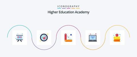 académie plat 5 icône pack comprenant éducation. Pomme. conception. profil. gadget vecteur