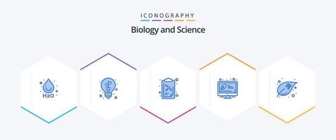 la biologie 25 bleu icône pack comprenant plante. des œufs. molécule. feuille. efficace vecteur