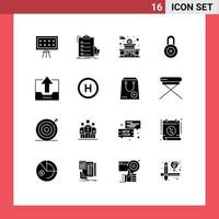 ensemble de 16 moderne ui Icônes symboles panneaux pour tiroir cabinet presse-papiers protection fermer à clé modifiable vecteur conception éléments