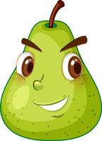 personnage de dessin animé de poire verte avec une expression de visage heureux sur fond blanc vecteur