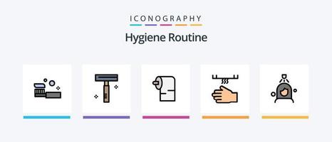 hygiène routine ligne rempli 5 icône pack comprenant éponge. nettoyage. nettoyage. piston. nettoyage. Créatif Icônes conception vecteur