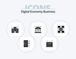 numérique économie affaires glyphe icône pack 5 icône conception. . numérique. économie. l'Internet. économie vecteur