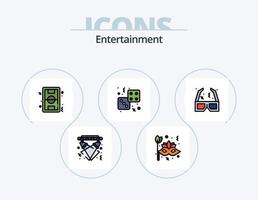 divertissement ligne rempli icône pack 5 icône conception. film. cinéma. l'audio. rideau. mouche vecteur
