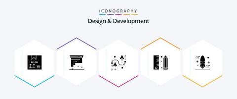 conception et développement 25 glyphe icône pack comprenant développement. codage. développement. programmation. conception vecteur