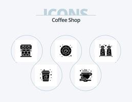 café magasin glyphe icône pack 5 icône conception. cannelle. boire. café. café. haricot vecteur