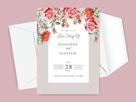 beaux et élégants modèles de cartes d'invitation de mariage floral vecteur